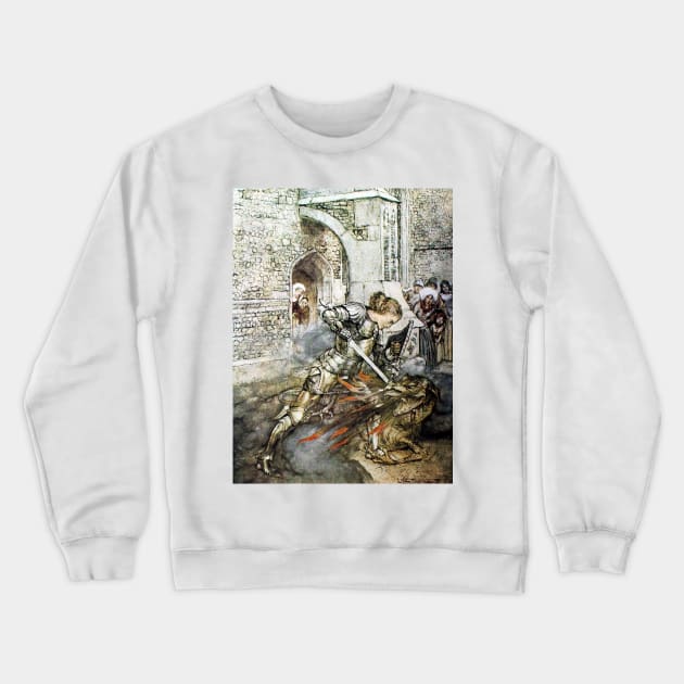 Lancelot Kills The Dragon - Arthur Rackham Crewneck Sweatshirt by forgottenbeauty